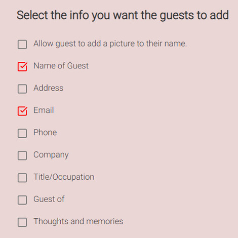 Select info for guest to add.